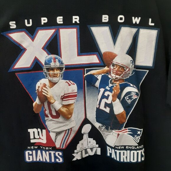Gildan Other - Super Bowl XLVI Patriots Giants Graphic T Shirt Mens M Black Manning Brady